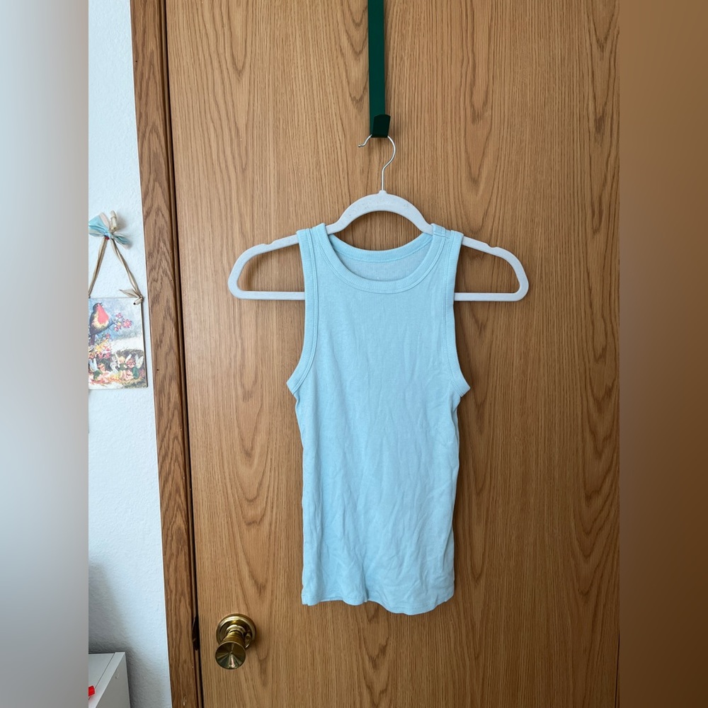 a new day | ribbed blue tank